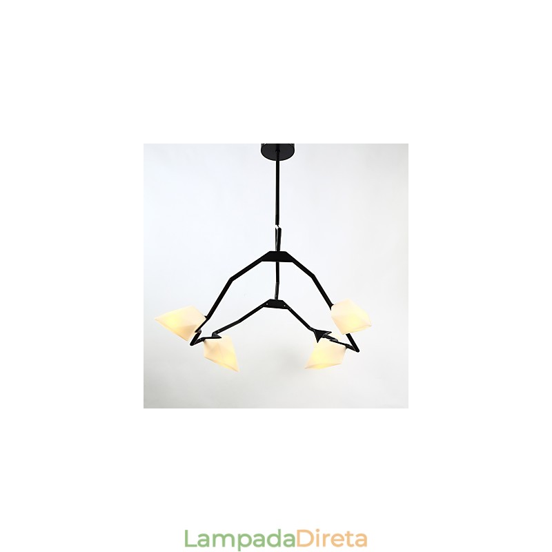 Cinco postes de luz modernos de metal com lustre de vidro pêssego, luminária pendente para decoração de cantina