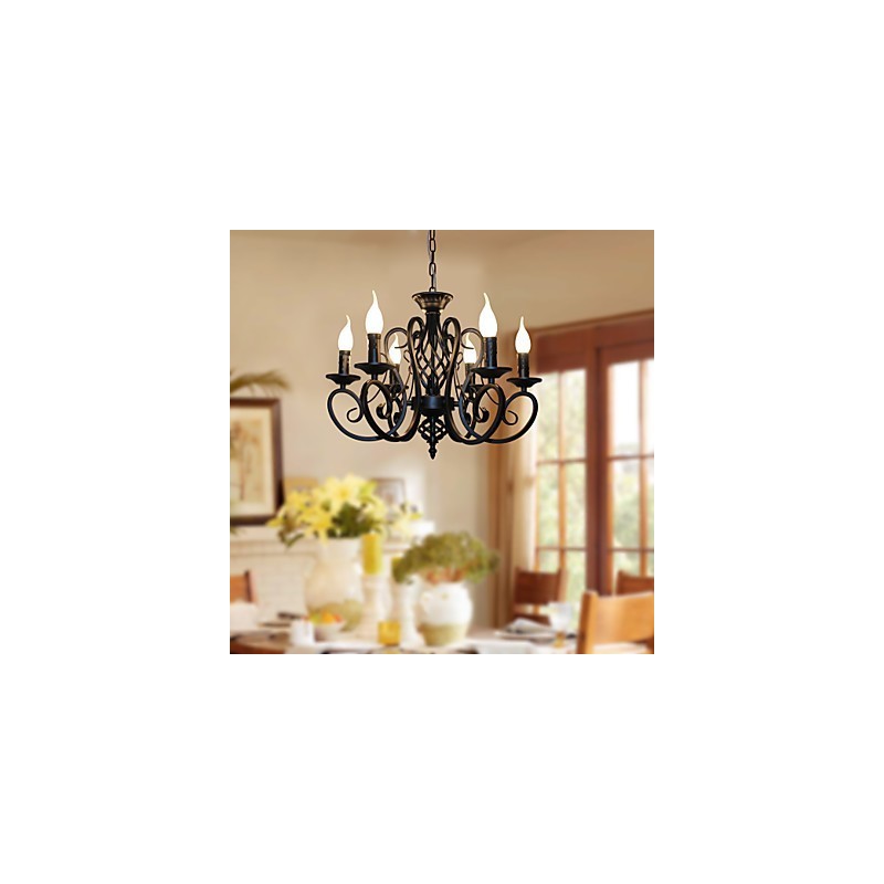 Lustre de estilo europeu, luzes de jantar, simples, originalidade, velas inovadoras, 6 luzes