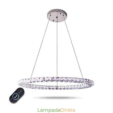 Luminária pendente de cristal moderna em forma de anel, lustre de cristal moderno, luminária de teto interna, luminária regulável com controle remoto Luminária pendente de cristal moderna em forma de anel, lustre de cristal moderno, luminária de teto interna, luminária regulável com controle remoto