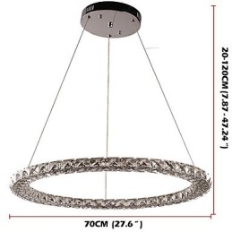 Luminária pendente de cristal moderna em forma de anel, lustre de cristal moderno, luminária de teto interna, luminária regulável com controle remoto