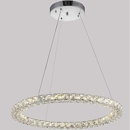 Luminária pendente de cristal moderna em forma de anel, lustre de cristal moderno, luminária de teto interna, luminária regulável com controle remoto