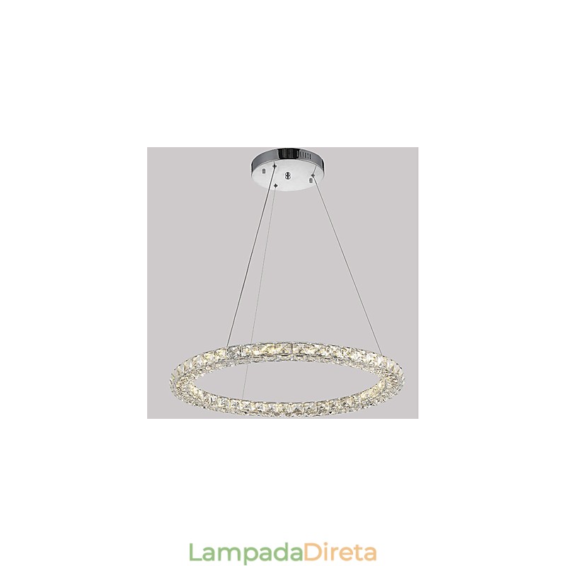 Luminária pendente de cristal moderna em forma de anel, lustre de cristal moderno, luminária de teto interna, luminária regulável com controle remoto