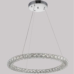 Luminária pendente de cristal moderna em forma de anel, lustre de cristal moderno, luminária de teto interna, luminária regulável com controle remoto