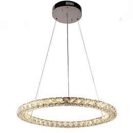 Luminária pendente de cristal moderna em forma de anel, lustre de cristal moderno, luminária de teto interna, luminária regulável com controle remoto