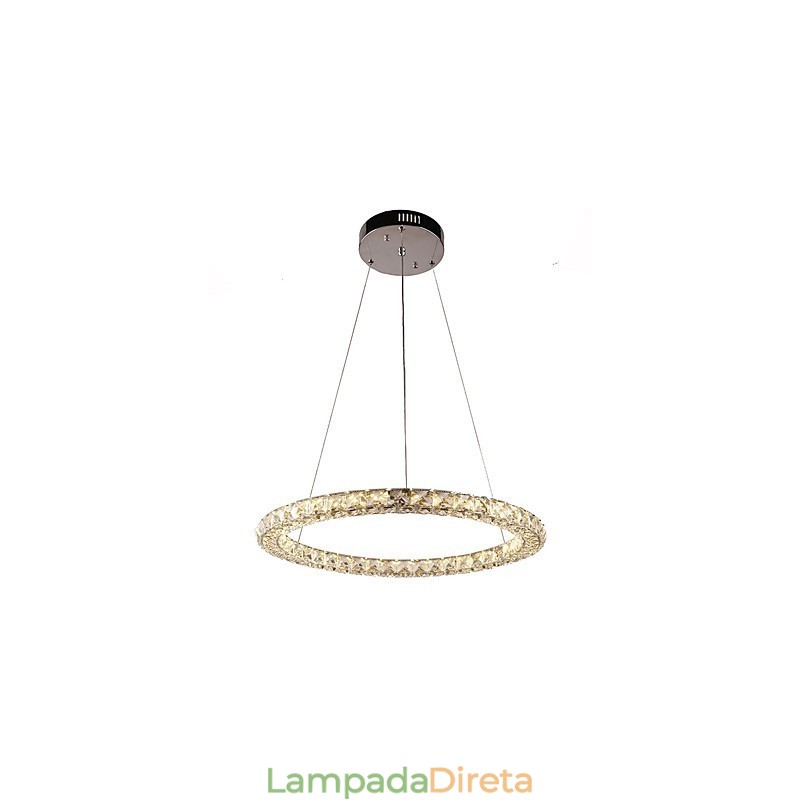 Luminária pendente de cristal moderna em forma de anel, lustre de cristal moderno, luminária de teto interna, luminária regulável com controle remoto