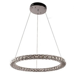 Luminária pendente de cristal moderna em forma de anel, lustre de cristal moderno, luminária de teto interna, luminária regulável com controle remoto