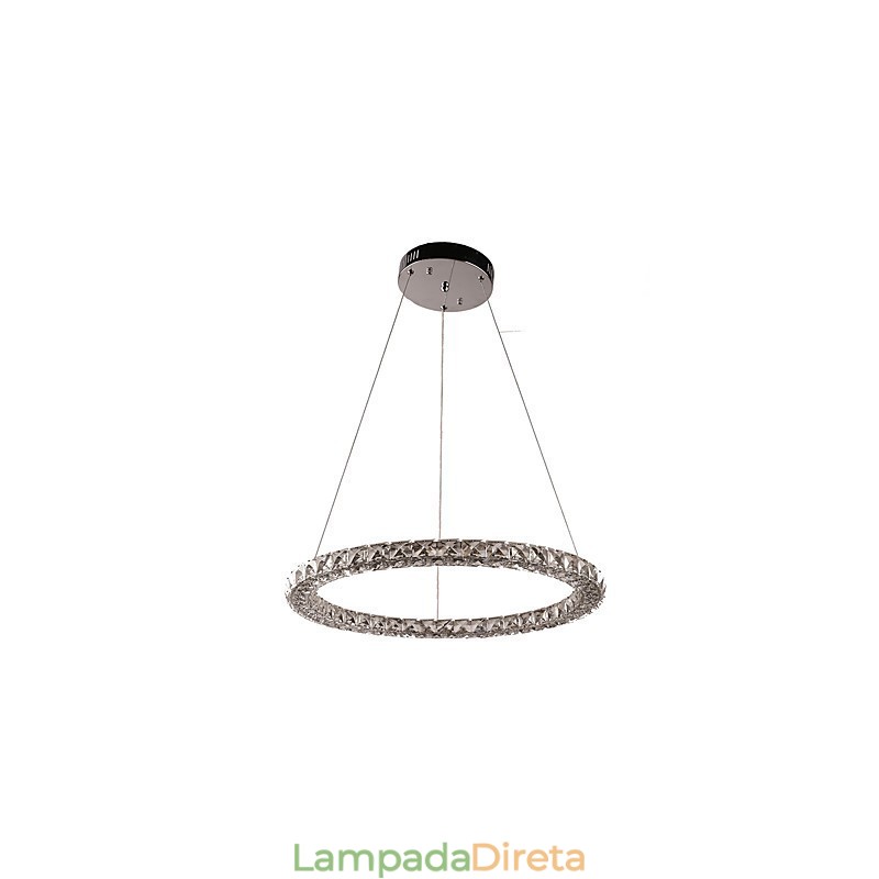 Luminária pendente de cristal moderna em forma de anel, lustre de cristal moderno, luminária de teto interna, luminária regulável com controle remoto