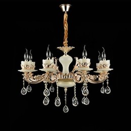 Recurso de liga de zinco clássico tradicional para lustre de metal estilo mini cristal com 8 lâmpadas