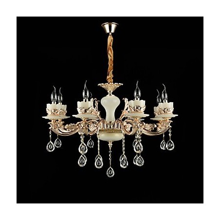 Recurso de liga de zinco clássico tradicional para lustre de metal estilo mini cristal com 8 lâmpadas Recurso de liga de zinco clássico tradicional para lustre de metal estilo mini cristal com 8 lâmpadas