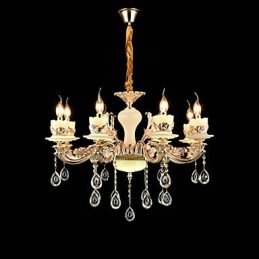 Recurso de liga de zinco clássico tradicional para lustre de metal estilo mini cristal com 8 lâmpadas