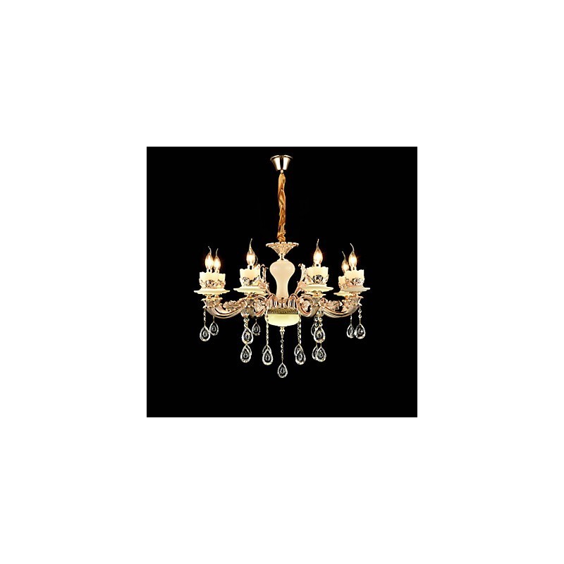 Recurso de liga de zinco clássico tradicional para lustre de metal estilo mini cristal com 8 lâmpadas