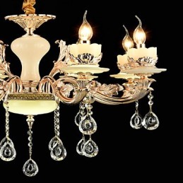 Recurso de liga de zinco clássico tradicional para lustre de metal estilo mini cristal com 8 lâmpadas