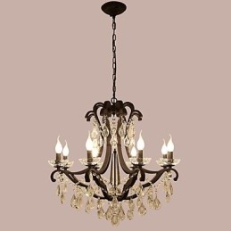 Lustre de cristal de 8 luzes moderno contemporâneo tradicional clássico rústico chalé vintage retrô lanterna tambor pintura country