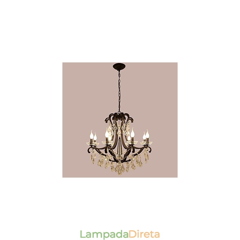 Lustre de cristal de 8 luzes moderno contemporâneo tradicional clássico rústico chalé vintage retrô lanterna tambor pintura country