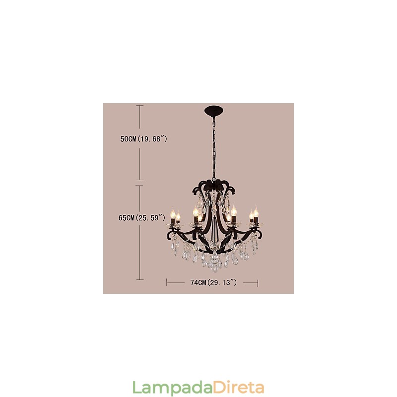 Lustre de cristal de 8 luzes moderno contemporâneo tradicional clássico rústico chalé vintage retrô lanterna tambor pintura country