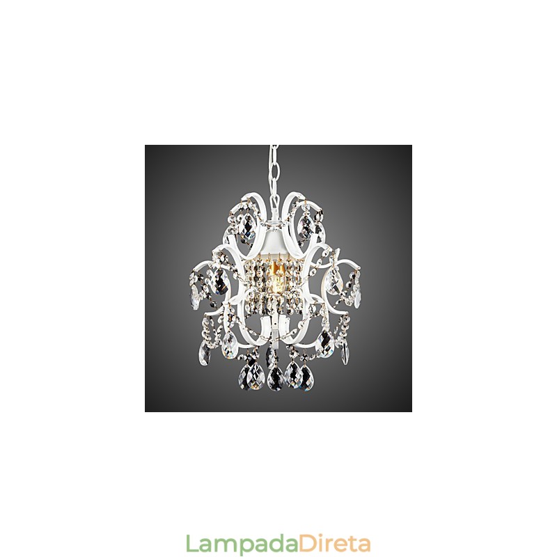Lustre de pintura de ferro com lâmpada de iluminação moderna de cristal transparente
