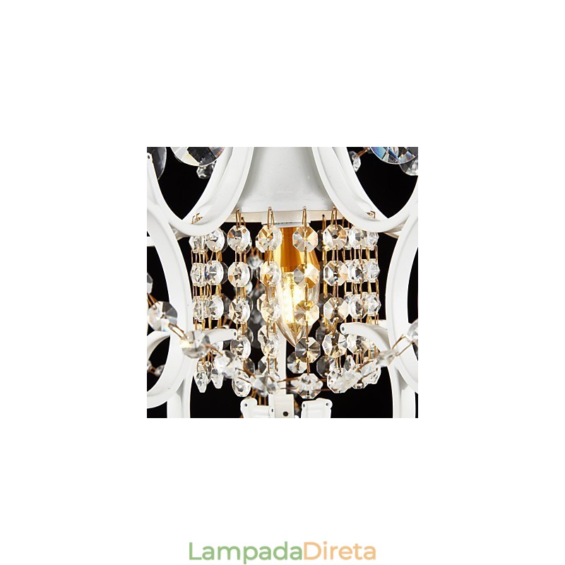 Lustre de pintura de ferro com lâmpada de iluminação moderna de cristal transparente