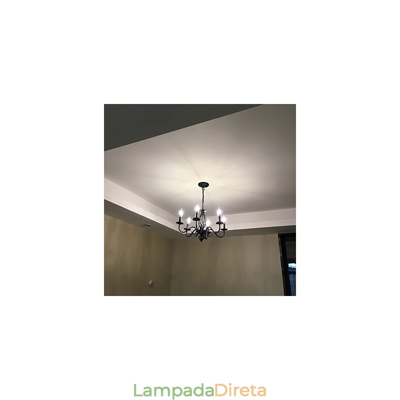 Lustre artístico chique e moderno para ambientes internos com 6 lâmpadas de metal estilo vela