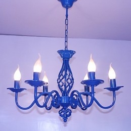 Lustre artístico chique e moderno para ambientes internos com 6 lâmpadas de metal estilo vela
