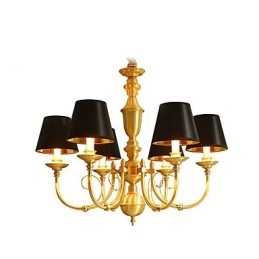 Lustre Tradicional Clássico Country Latão Recurso para Mini Estilo Metal 6 Lâmpadas