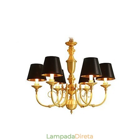Lustre Tradicional Clássico Country Latão Recurso para Mini Estilo Metal 6 Lâmpadas Lustre Tradicional Clássico Country Latão Recurso para Mini Estilo Metal 6 Lâmpadas