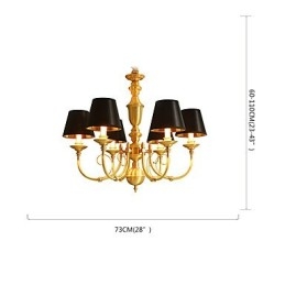 Lustre Tradicional Clássico Country Latão Recurso para Mini Estilo Metal 6 Lâmpadas