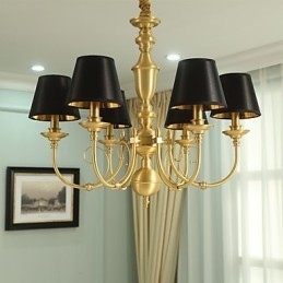 Lustre Tradicional Clássico Country Latão Recurso para Mini Estilo Metal 6 Lâmpadas