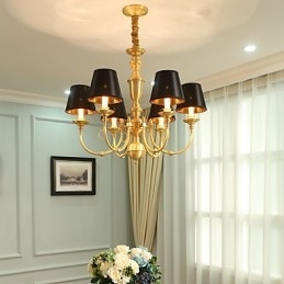Lustre Tradicional Clássico Country Latão Recurso para Mini Estilo Metal 6 Lâmpadas