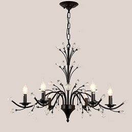 Lustre de cristal com 6 luzes, moderno, contemporâneo, tradicional, clássico, vintage, retrô, pintura country, recurso