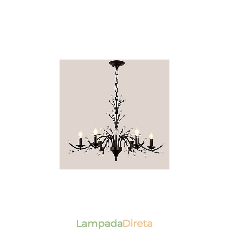 Lustre de cristal com 6 luzes, moderno, contemporâneo, tradicional, clássico, vintage, retrô, pintura country, recurso