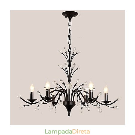 Lustre de cristal com 6 luzes, moderno, contemporâneo, tradicional, clássico, vintage, retrô, pintura country, recurso Lustre de cristal com 6 luzes, moderno, contemporâneo, tradicional, clássico, vintage, retrô, pintura country, recurso