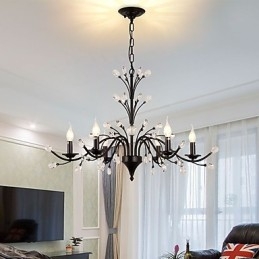 Lustre de cristal com 6 luzes, moderno, contemporâneo, tradicional, clássico, vintage, retrô, pintura country, recurso