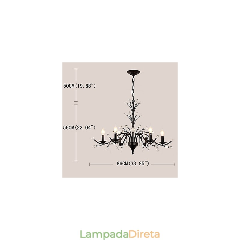Lustre de cristal com 6 luzes, moderno, contemporâneo, tradicional, clássico, vintage, retrô, pintura country, recurso