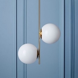 Pintura rústica de chalé para designers, lustre de 2 lâmpadas em metal para lojas internas