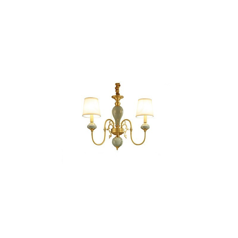 Lustre de latão tradicional clássico country para estilo mini metal com 3 lâmpadas