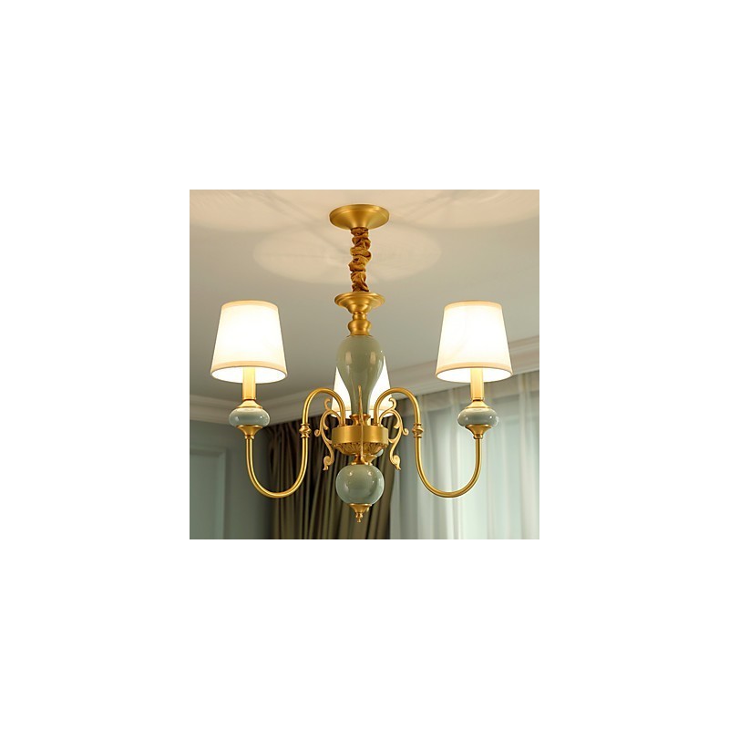 Lustre de latão tradicional clássico country para estilo mini metal com 3 lâmpadas
