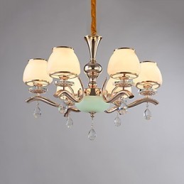 Lustre moderno contemporâneo galvanizado com recurso para metal cristal