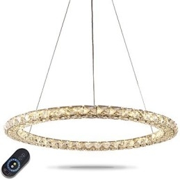 Anel de cristal pingente luz moderna lustre de cristal luzes de teto luminárias internas reguláveis com controle remoto