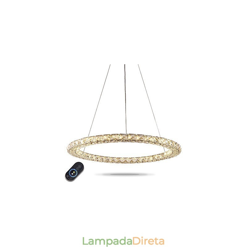 Anel de cristal pingente luz moderna lustre de cristal luzes de teto luminárias internas reguláveis com controle remoto