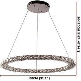 Anel de cristal pingente luz moderna lustre de cristal luzes de teto luminárias internas reguláveis com controle remoto