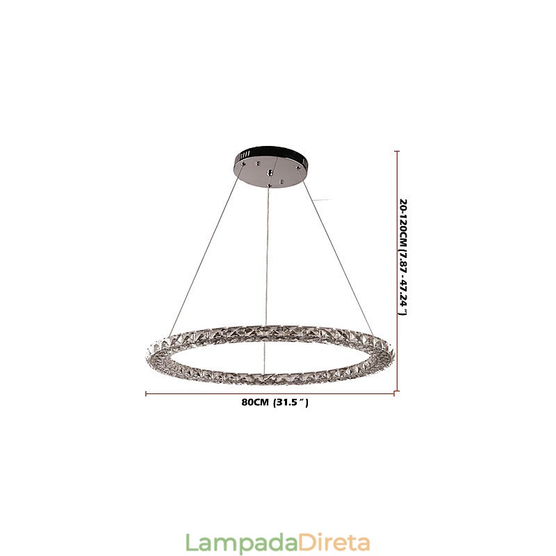 Anel de cristal pingente luz moderna lustre de cristal luzes de teto luminárias internas reguláveis com controle remoto