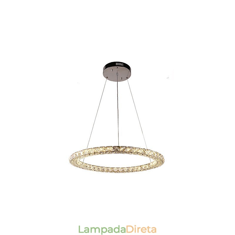 Anel de cristal pingente luz moderna lustre de cristal luzes de teto luminárias internas reguláveis com controle remoto