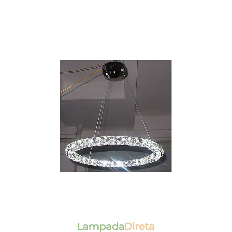 Anel de cristal pingente luz moderna lustre de cristal luzes de teto luminárias internas reguláveis com controle remoto