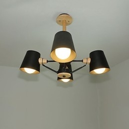 4 Luz Multi Cores Macaron Madeira Vintage Pintura Característica Lustre de Metal