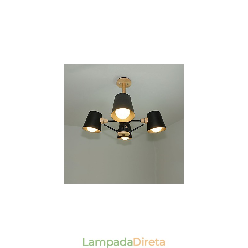 4 Luz Multi Cores Macaron Madeira Vintage Pintura Característica Lustre de Metal
