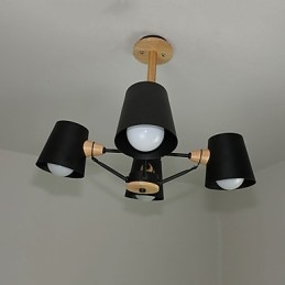 4 Luz Multi Cores Macaron Madeira Vintage Pintura Característica Lustre de Metal