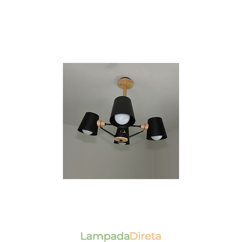 4 Luz Multi Cores Macaron Madeira Vintage Pintura Característica Lustre de Metal