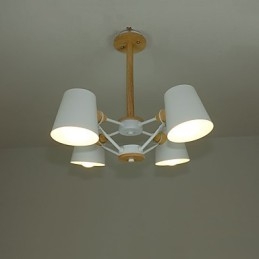 4 Luz Multi Cores Macaron Madeira Vintage Pintura Característica Lustre de Metal