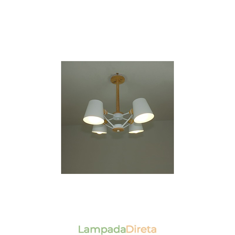 4 Luz Multi Cores Macaron Madeira Vintage Pintura Característica Lustre de Metal