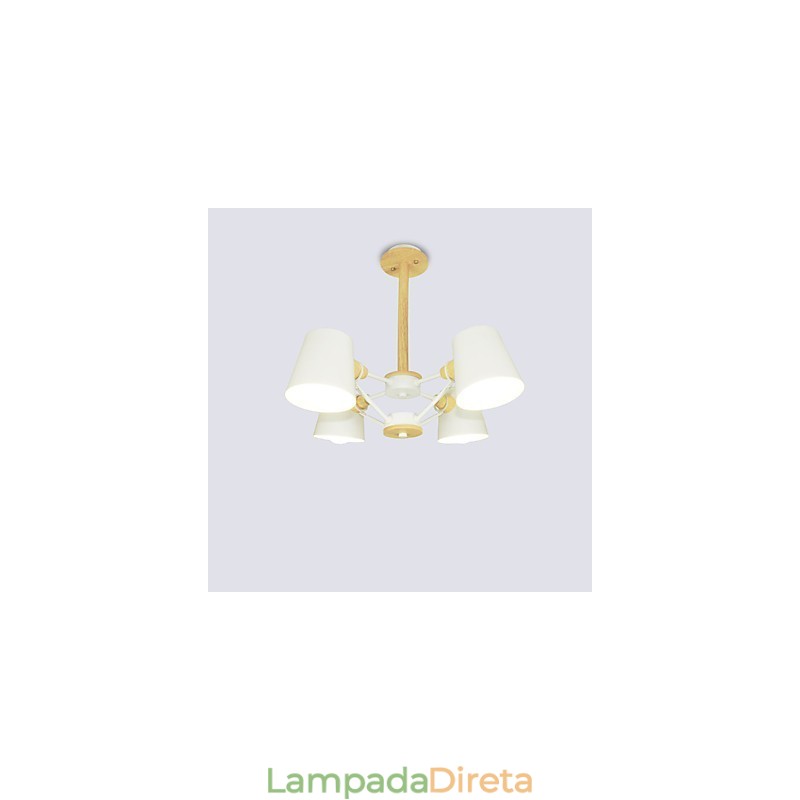 4 Luz Multi Cores Macaron Madeira Vintage Pintura Característica Lustre de Metal